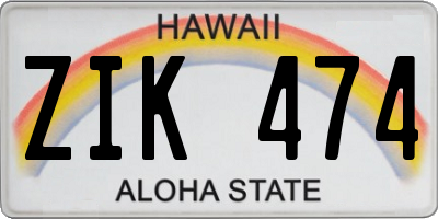HI license plate ZIK474