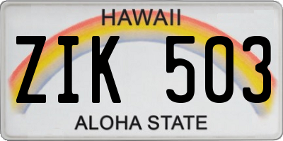 HI license plate ZIK503