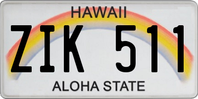 HI license plate ZIK511