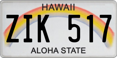 HI license plate ZIK517