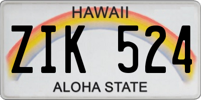 HI license plate ZIK524
