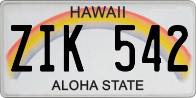 HI license plate ZIK542