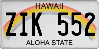 HI license plate ZIK552