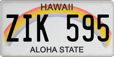 HI license plate ZIK595