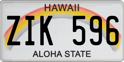 HI license plate ZIK596
