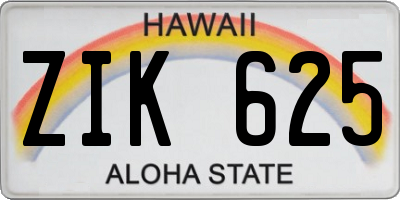HI license plate ZIK625