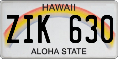 HI license plate ZIK630