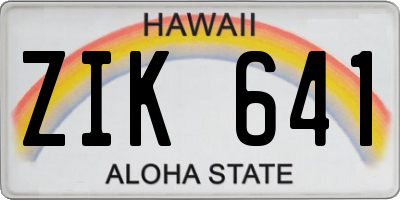 HI license plate ZIK641