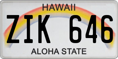 HI license plate ZIK646