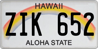 HI license plate ZIK652