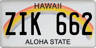 HI license plate ZIK662