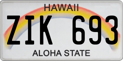 HI license plate ZIK693