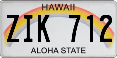 HI license plate ZIK712