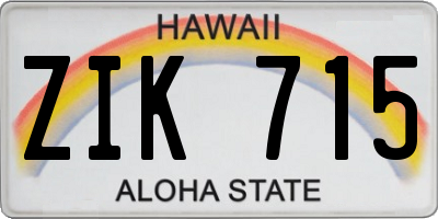 HI license plate ZIK715