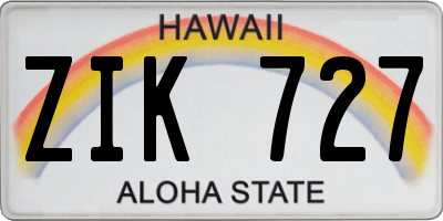 HI license plate ZIK727