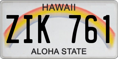 HI license plate ZIK761