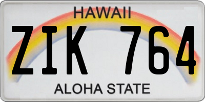 HI license plate ZIK764