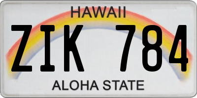 HI license plate ZIK784