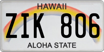 HI license plate ZIK806