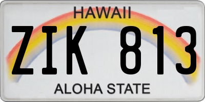 HI license plate ZIK813