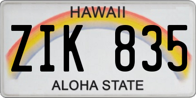 HI license plate ZIK835