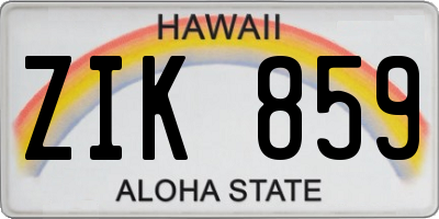 HI license plate ZIK859