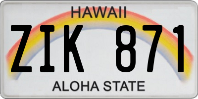 HI license plate ZIK871