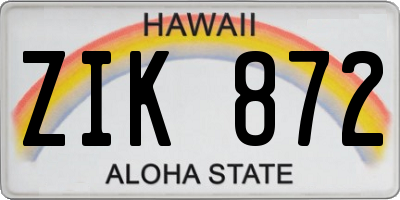HI license plate ZIK872