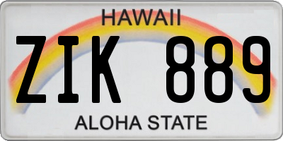 HI license plate ZIK889