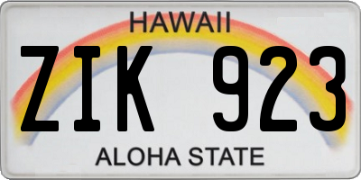 HI license plate ZIK923