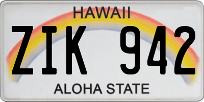 HI license plate ZIK942