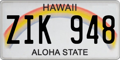 HI license plate ZIK948