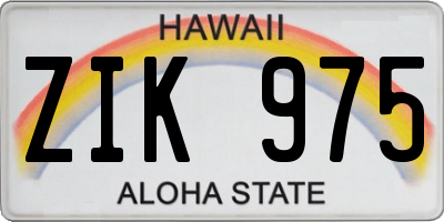 HI license plate ZIK975