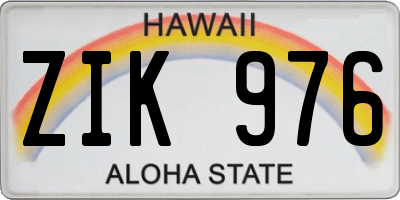 HI license plate ZIK976