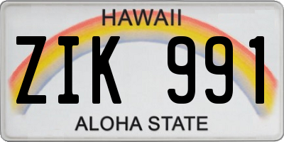 HI license plate ZIK991