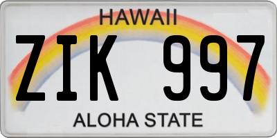 HI license plate ZIK997