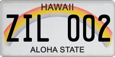 HI license plate ZIL002