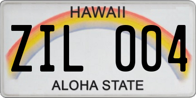 HI license plate ZIL004