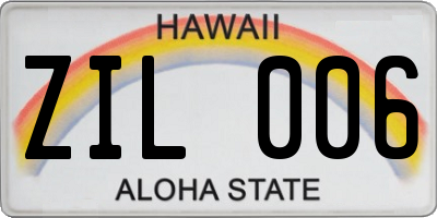 HI license plate ZIL006