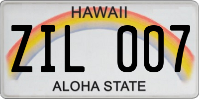 HI license plate ZIL007