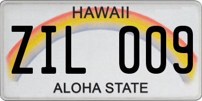 HI license plate ZIL009