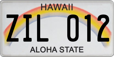 HI license plate ZIL012