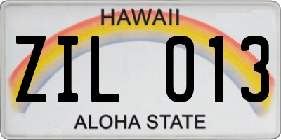 HI license plate ZIL013