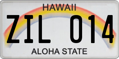HI license plate ZIL014