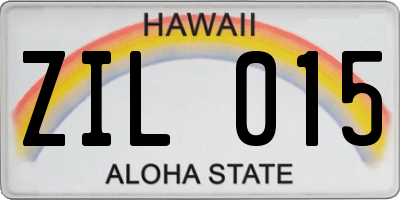 HI license plate ZIL015