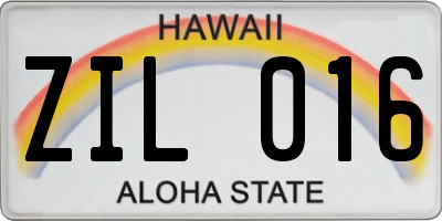 HI license plate ZIL016