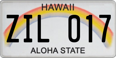 HI license plate ZIL017