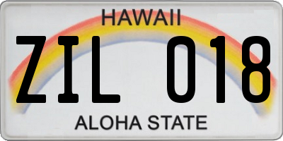 HI license plate ZIL018