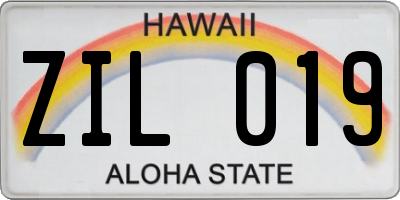 HI license plate ZIL019