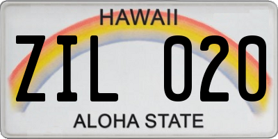 HI license plate ZIL020